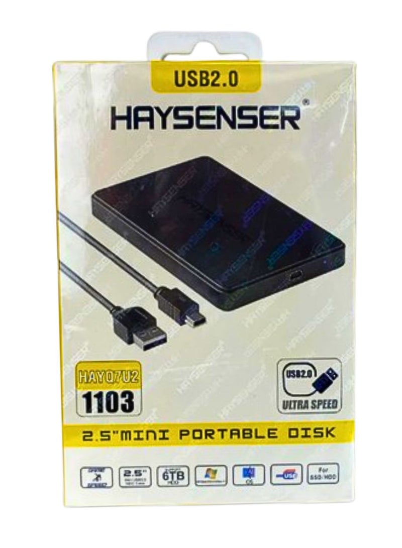 Haysenser USB 2.0 HDD/SSD SATA HARD DRIVE ENCLOSURE 2.5" Mini Portable Disk - Image 1